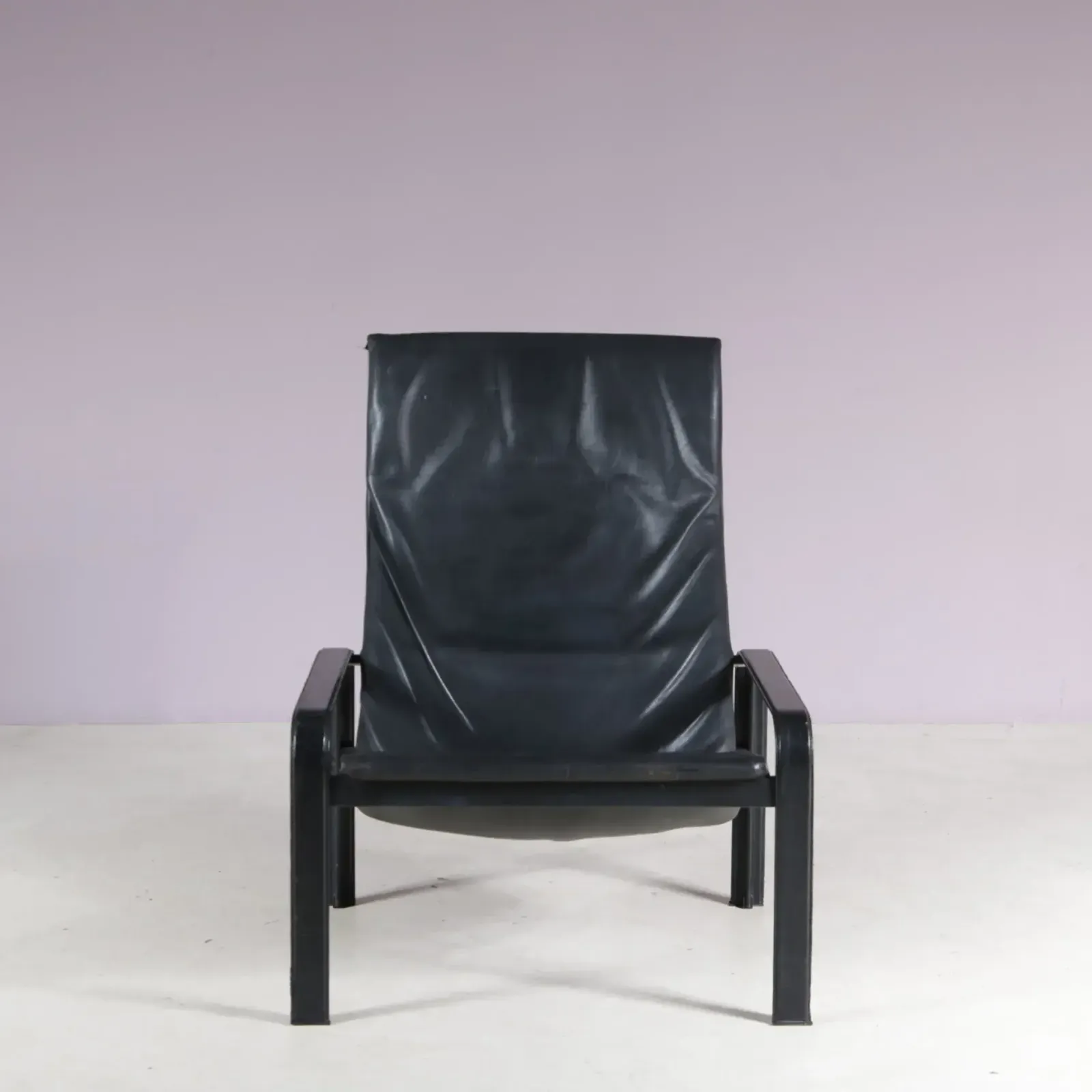 1980s Black Leather Lounge Chair By Jacques Toussaint & Patrizia Angeloni For Matteo Grassi, Italy photo 459.0
