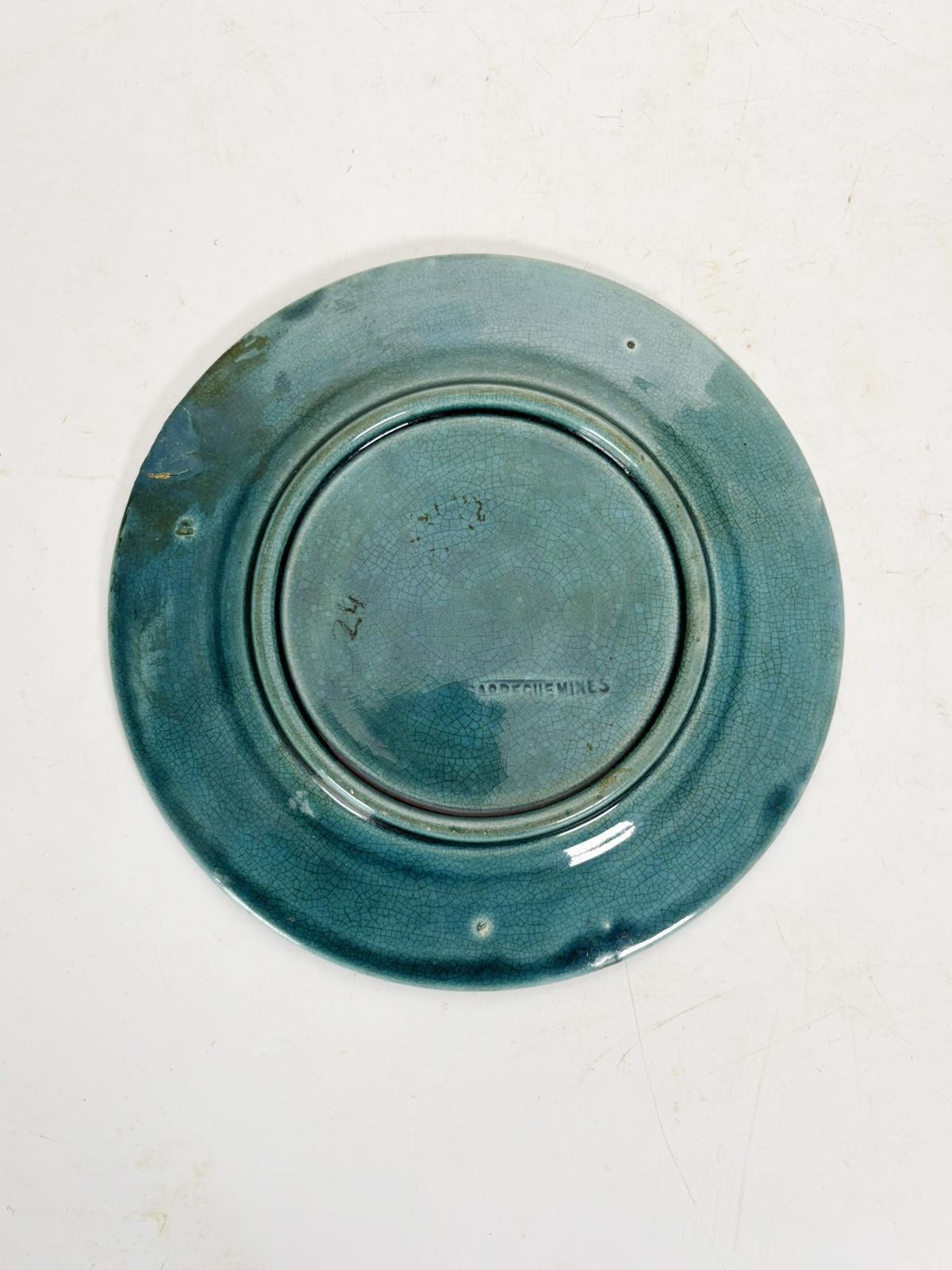 photo for sale Set Of Majolica Plates Signed With Floral Motifs And A Pitcher