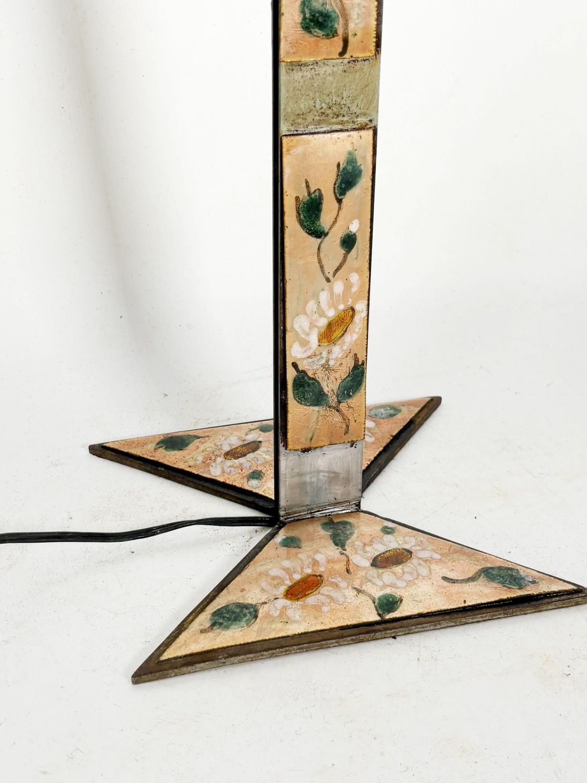 Metal Lamp With Floral Decoration, France, 1970 photo vintage