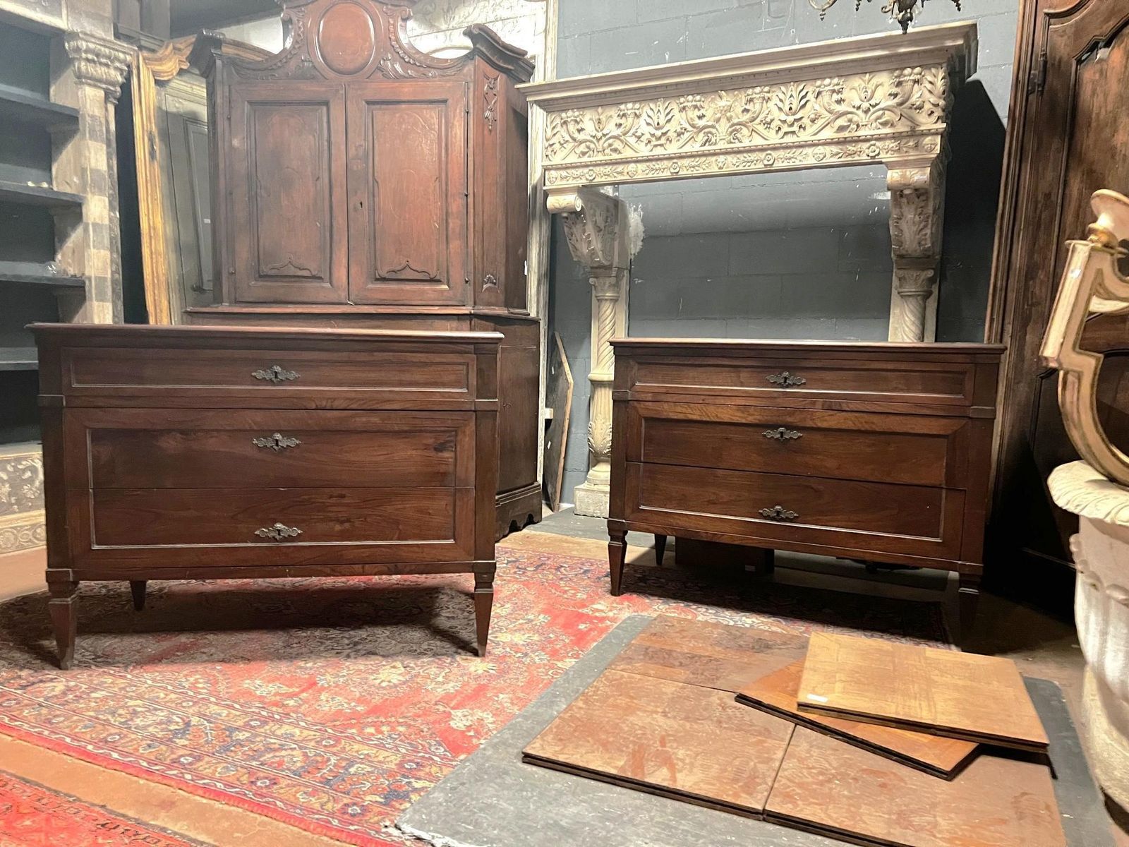 Pair Of Walnut Chest Of Drawers, 3 Drawer, Italy photo furniture