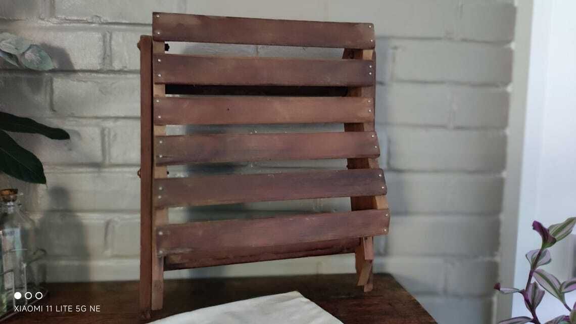photo vinterior French Wooden Folding Stool With Slats, 1930s Footstool