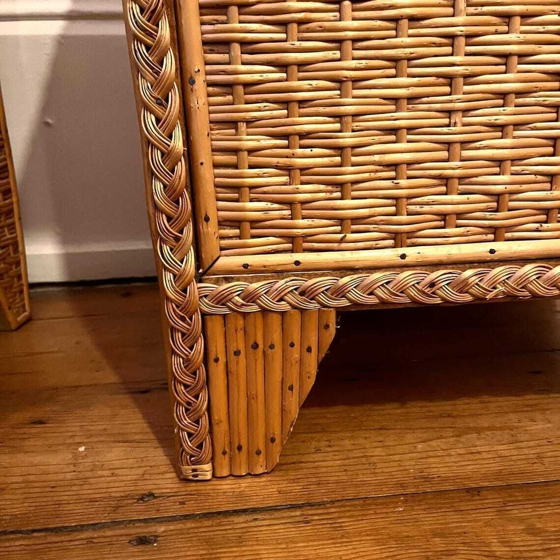 A Pair Of Wicker And Bamboo Bedside Cabinets/ Nightstands photo Furniture