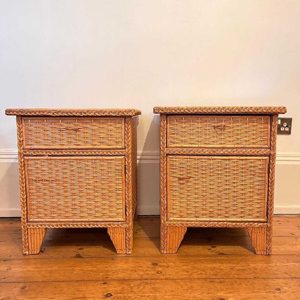 A Pair Of Wicker And Bamboo Bedside Cabinets/ Nightstands photo 1055.0