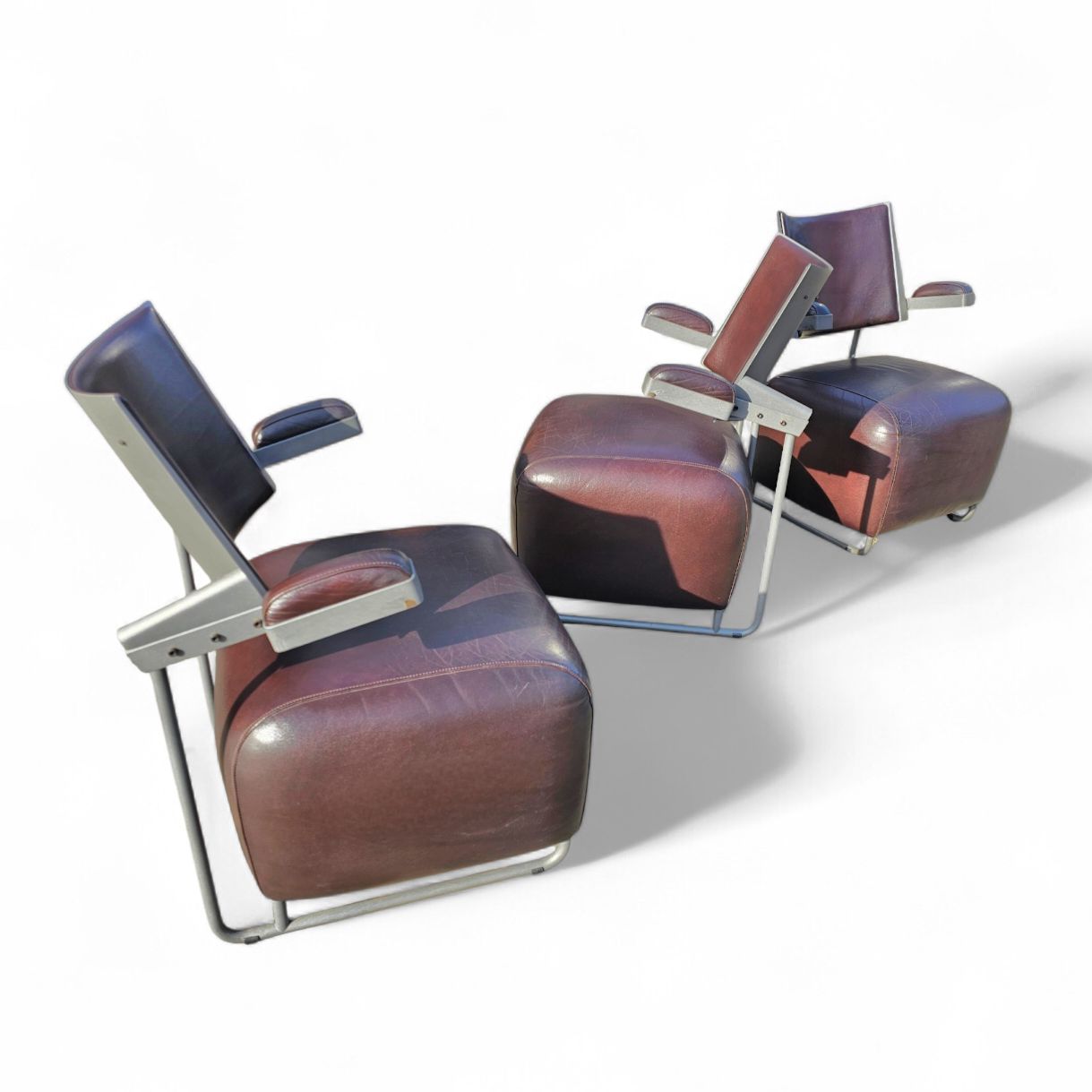3 X Oscar Armchair By Harri Korhonen For Inno Interior Oy / Brown Leather / 1980s photo 1280.0