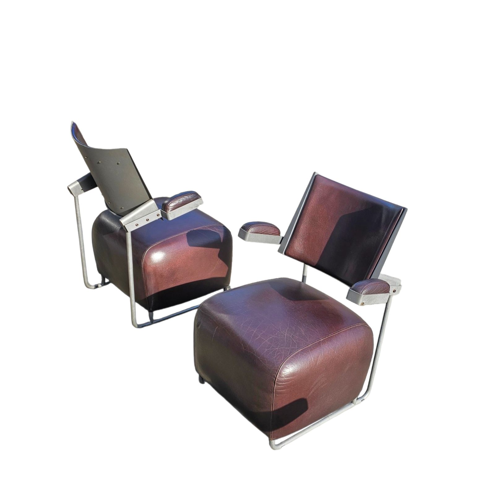 photo buy 3 X Oscar Armchair By Harri Korhonen For Inno Interior Oy / Brown Leather / 1980s