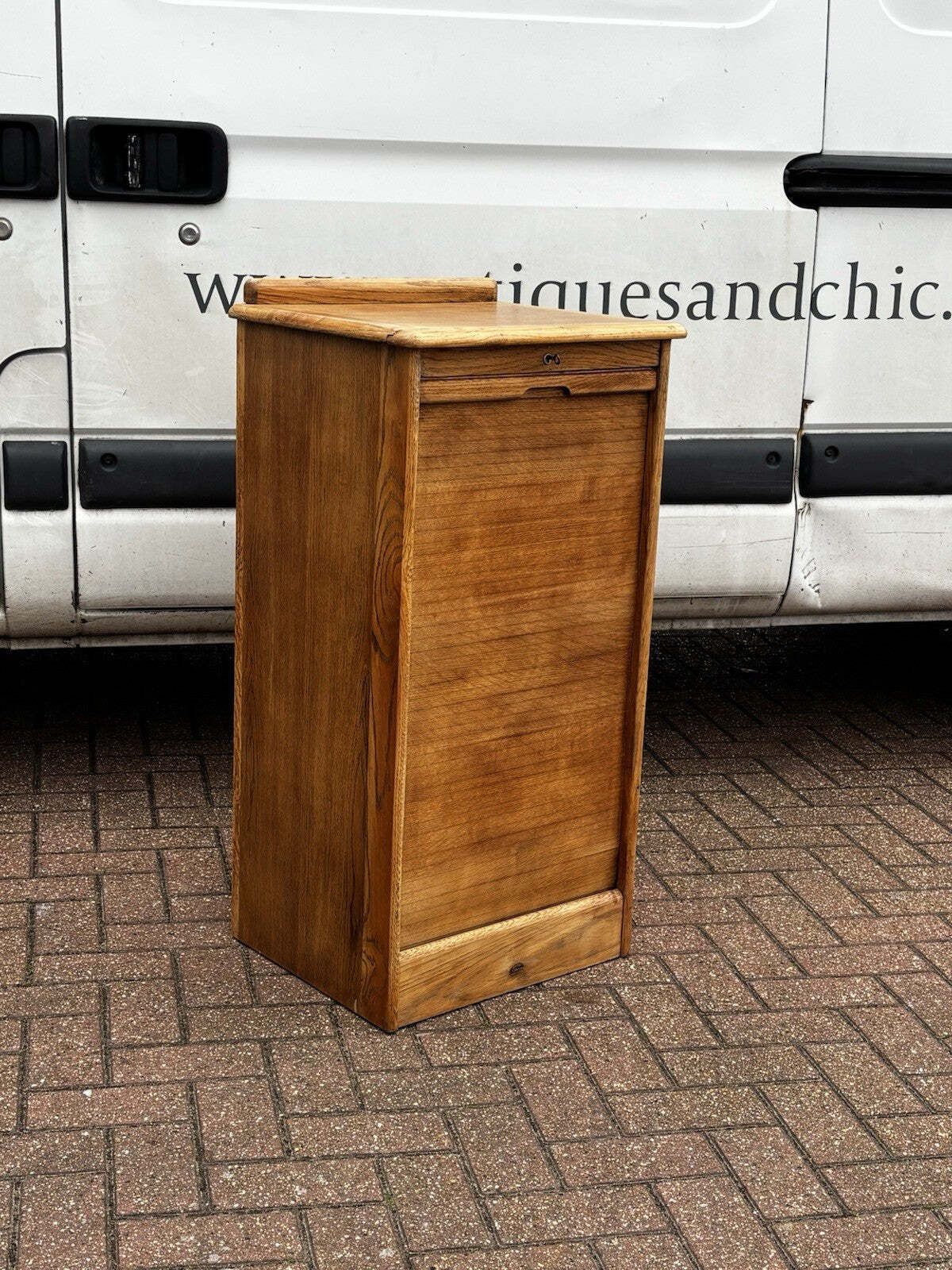 Light Oak Set Of 9 Filing Drawers With Tambour Rolling Front, With Key photo 710.0