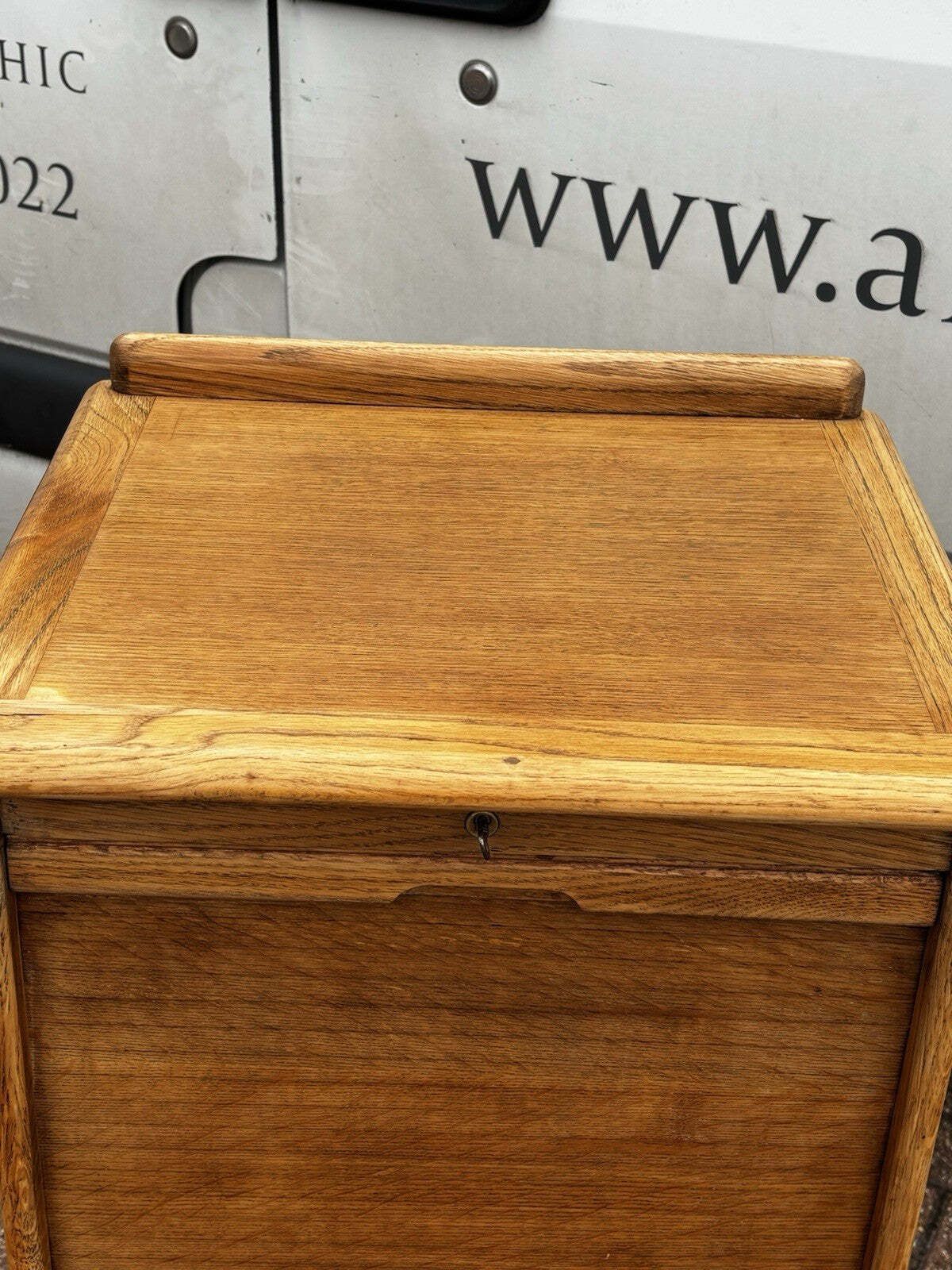 Light Oak Set Of 9 Filing Drawers With Tambour Rolling Front, With Key photo buy