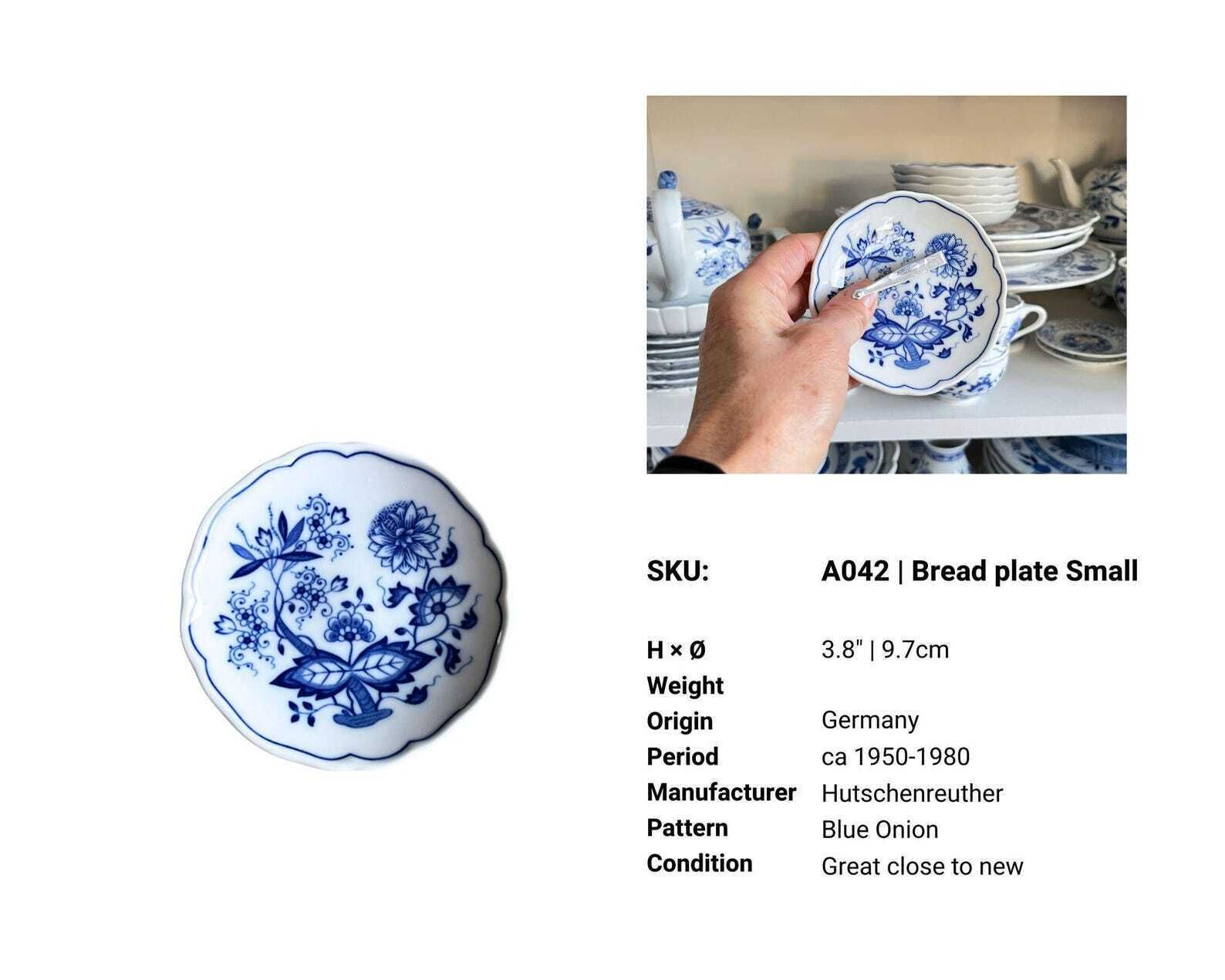 Blauw Uienpatroon Broodbordje | 6 Stuks | Klein Bijgerecht Bordje | Hutschenreuther Zwiebelmuster photo 147.0