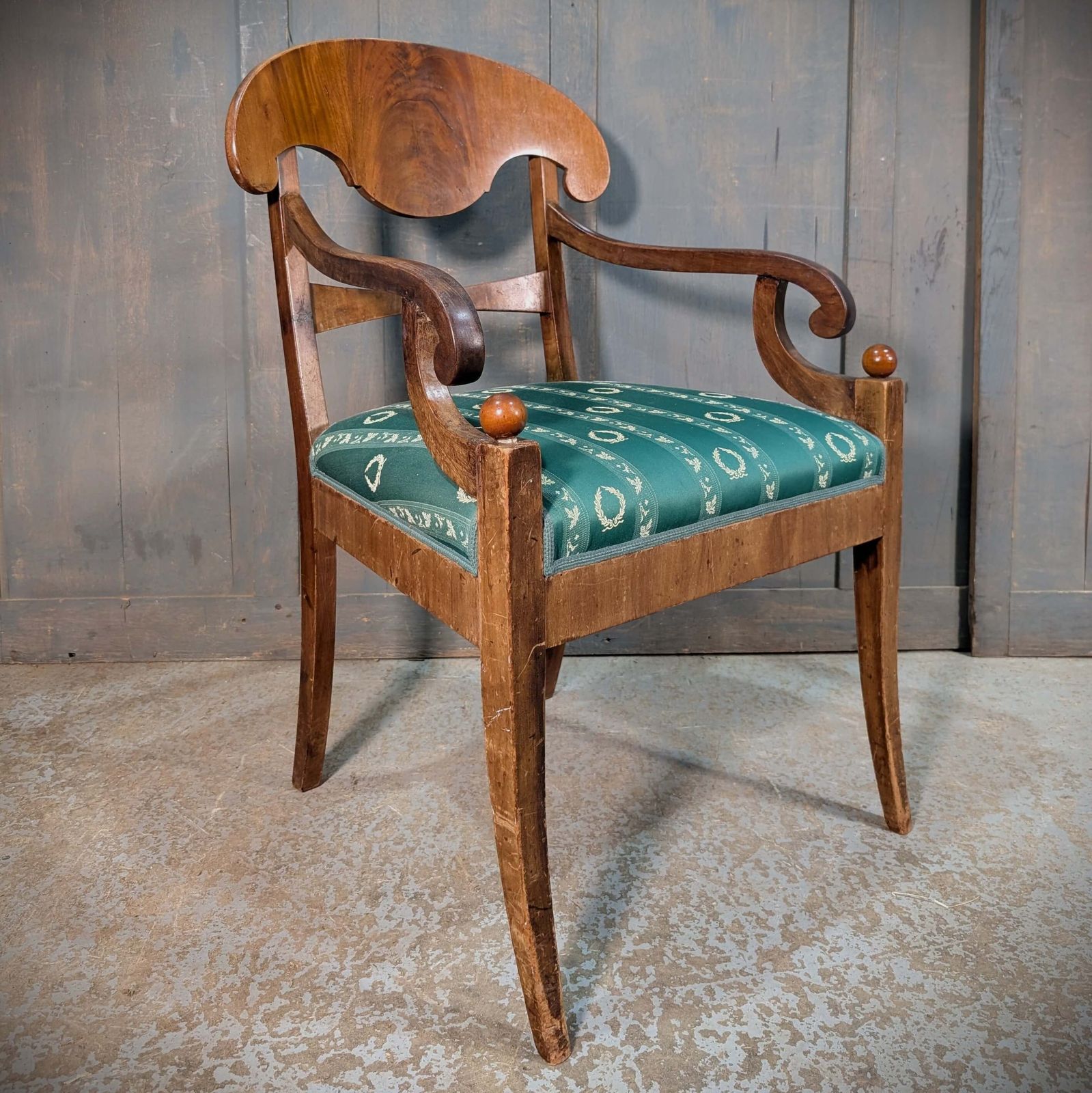 Circa 1900 Antique Swedish Satin Birch Biedermeier Armchair photo furniture