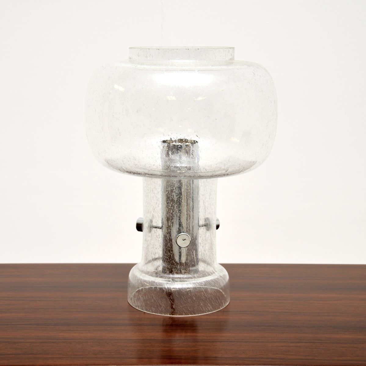 Vintage French Glass And Chrome Table Lamp photo furniture