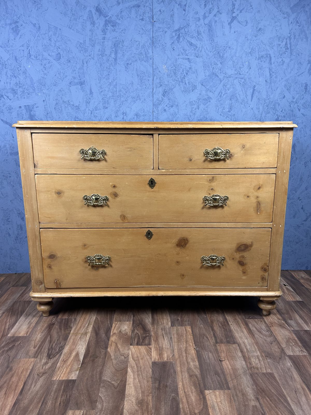 Antique Early Victorian Pine Chest Of Drawers Large