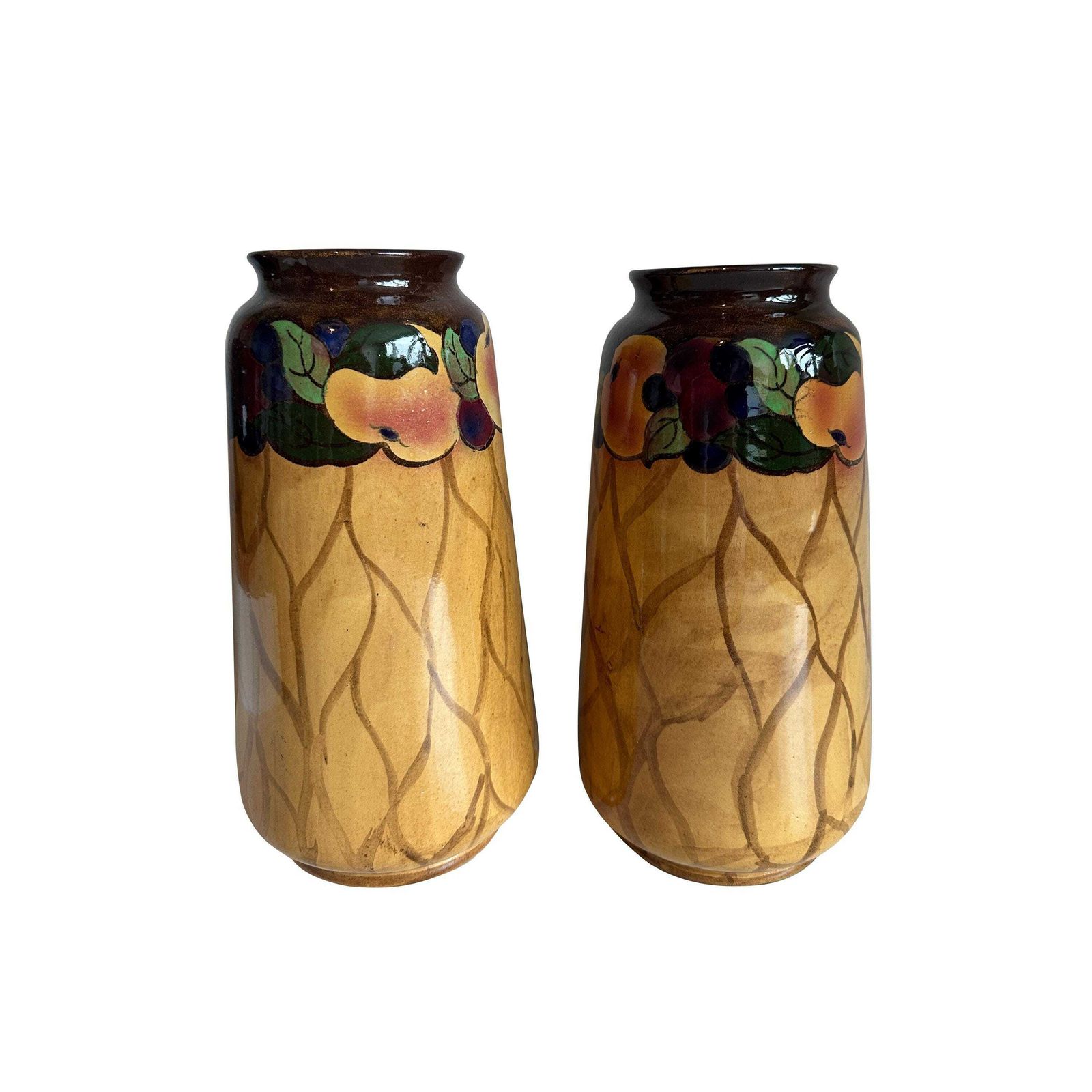 Antique Pair Of Royal Stanley Vases – Hand Painted Art Deco Jacobean Ware Made In England
