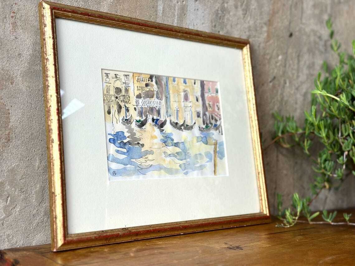 Original Arthur Giardelli (1911 2009) Venice Signed Watercolour Painting   'Gondola!, Gondola!' photo buy
