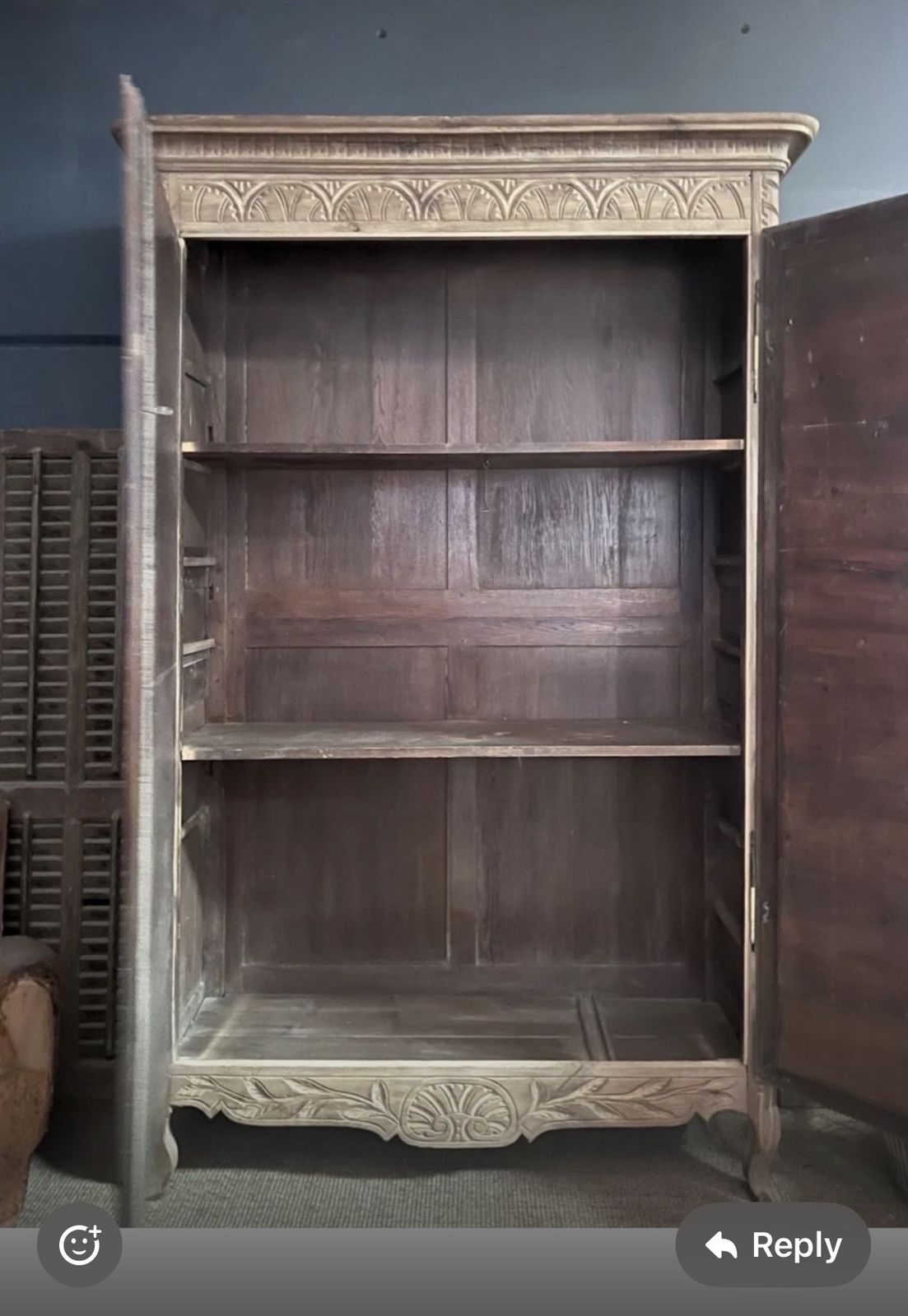 Antique French Circa 1900 Carved Solid Wood Linen Cupboard photo furniture