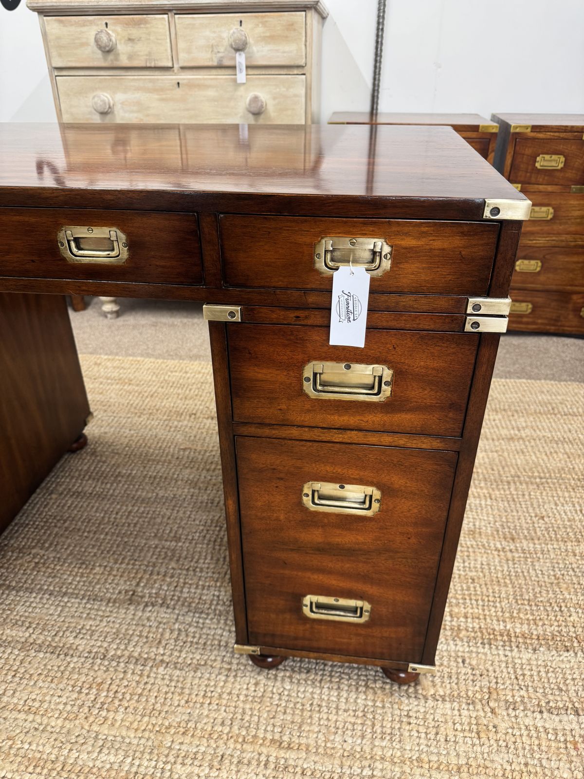 Vintage Mahogany Campaign Desk photo for sale