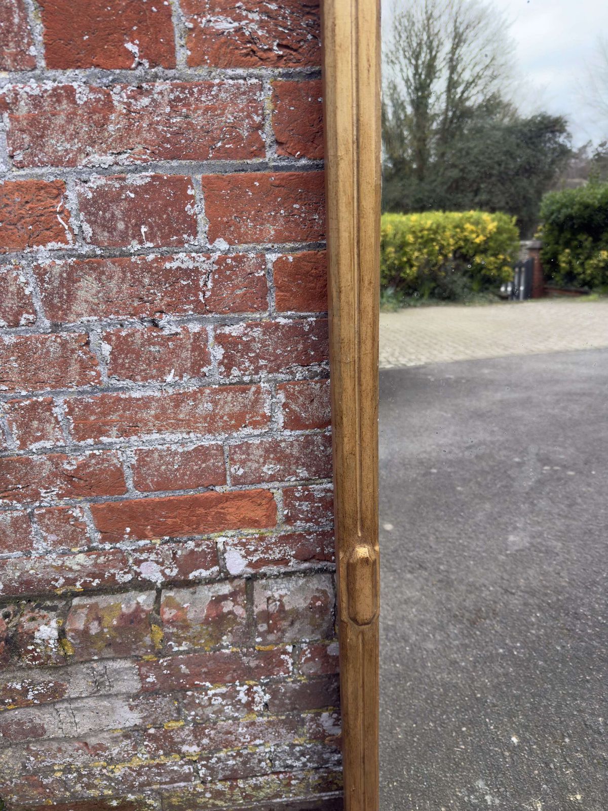 A Wonderful Large Antique English 19th C Carved Wood Shaped Top Gilt Overmantle Mirror. photo Home Decor