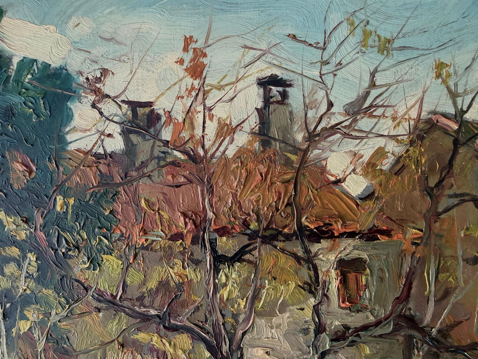 Joan Asensio Marine Mid Century Catalan Farmhouse Oil Painting Mediterranean Rustic Landscape 1940 photo 1250.0
