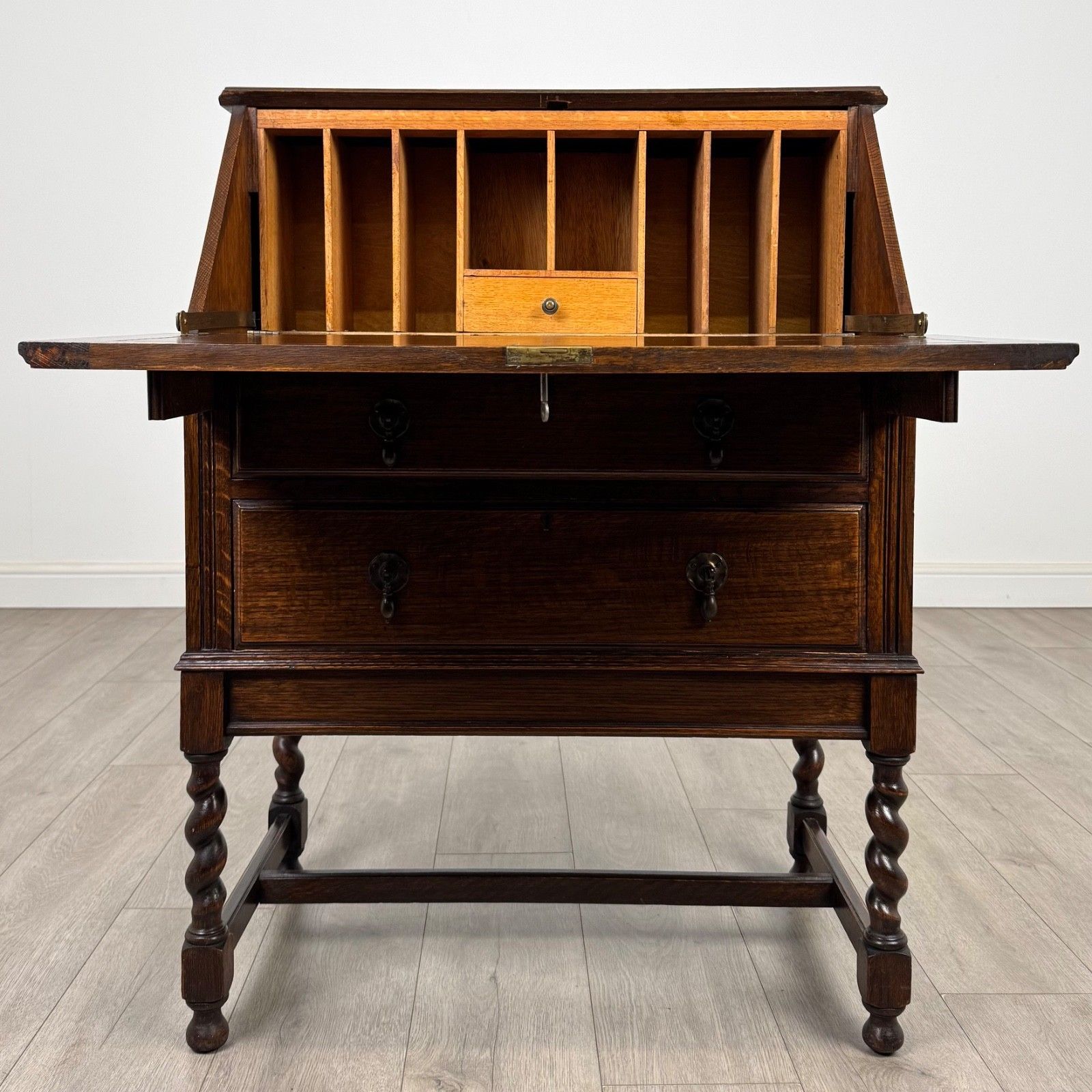 Antique 20th Century Fine Jacobean Style Bureau In Oak ( Af 5261 ) photo furniture