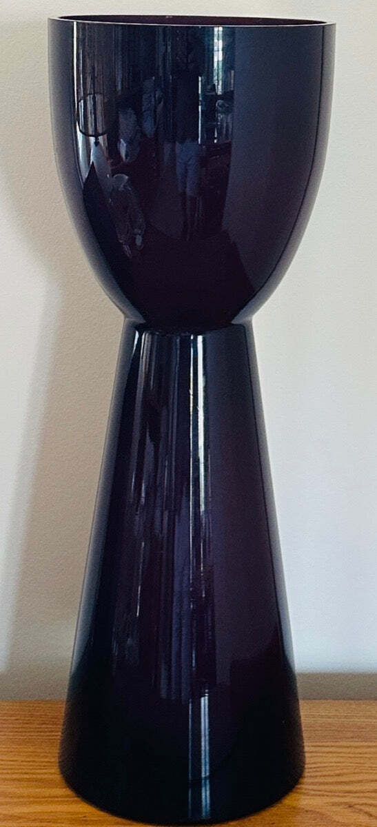 Large 1960s Scandinavian Purple White & Clear Encased Glass Vase Attr. Holmegaard photo for sale
