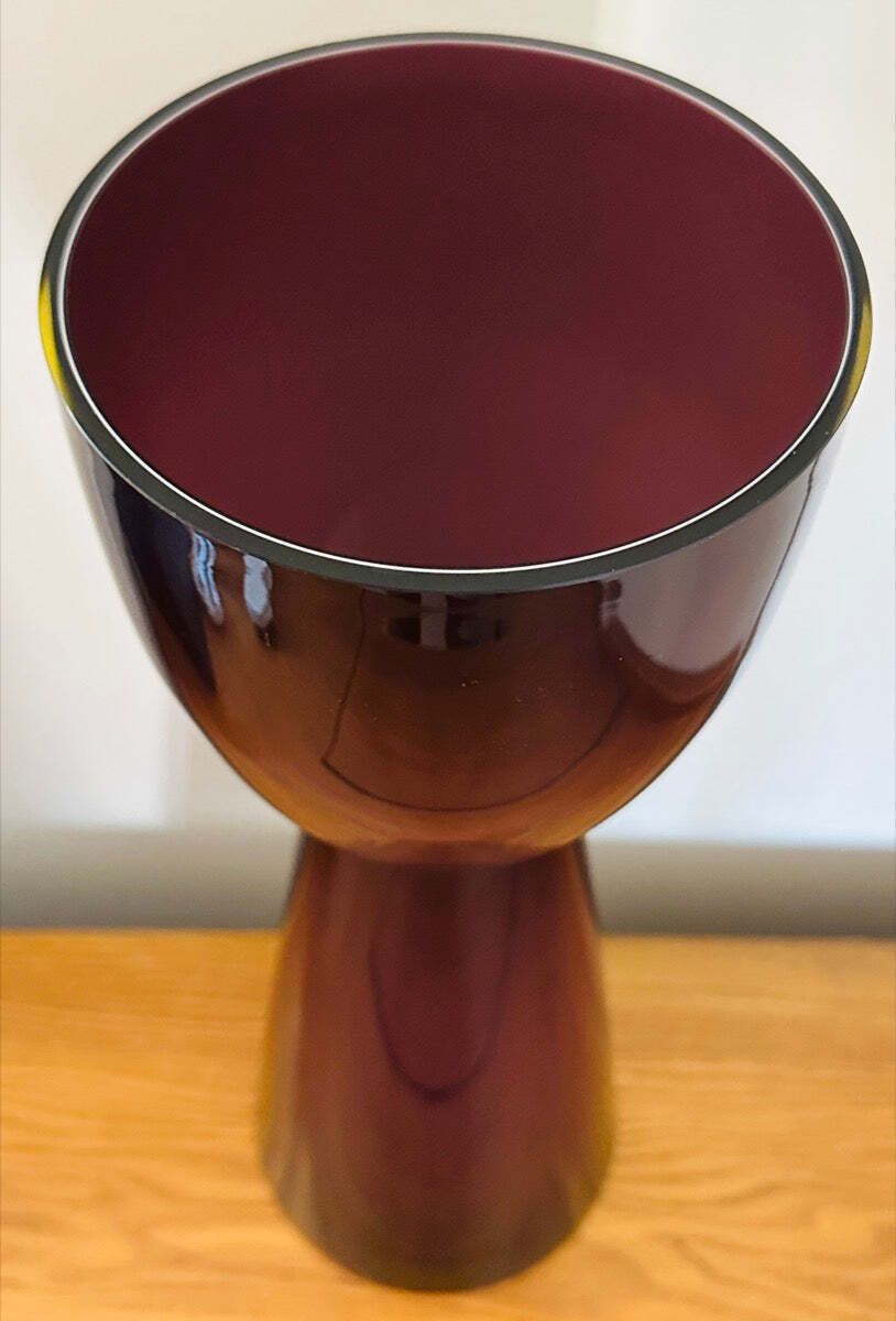 Large 1960s Scandinavian Purple White & Clear Encased Glass Vase Attr. Holmegaard photo vintage