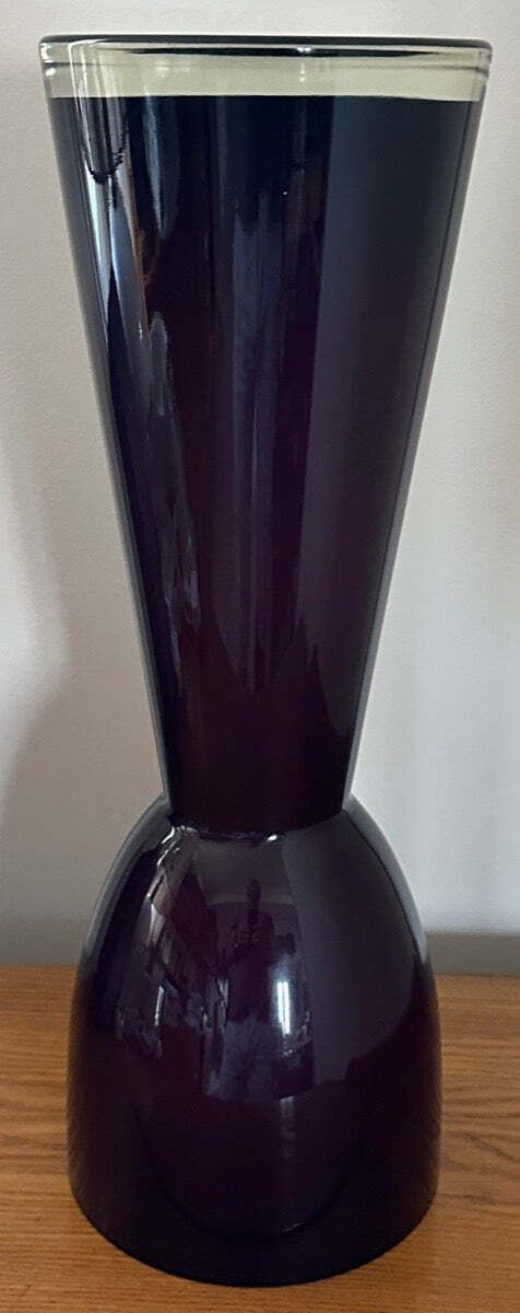 photo buy Large 1960s Scandinavian Purple White & Clear Encased Glass Vase Attr. Holmegaard