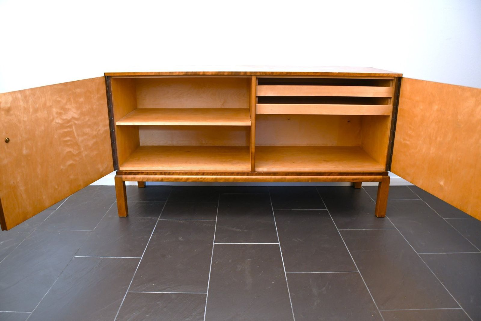 Rare Swedish Grace Flamed Birch And Macassar Sideboard By Svenska Möbelfabrikerna Smf, Late 1920s photo furniture
