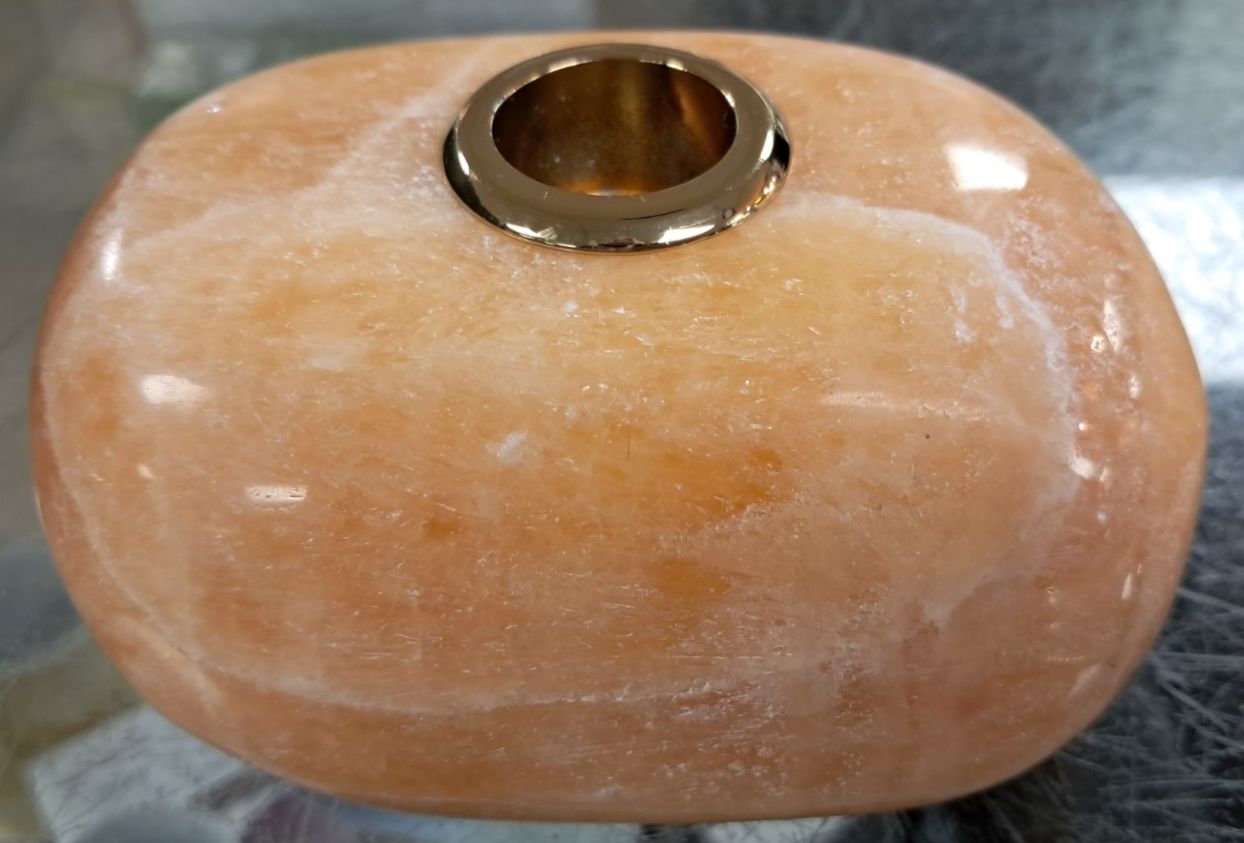 Anna New York By Rablabs Pair Of Peach Coloured Quartz Candleholders photo 65.0