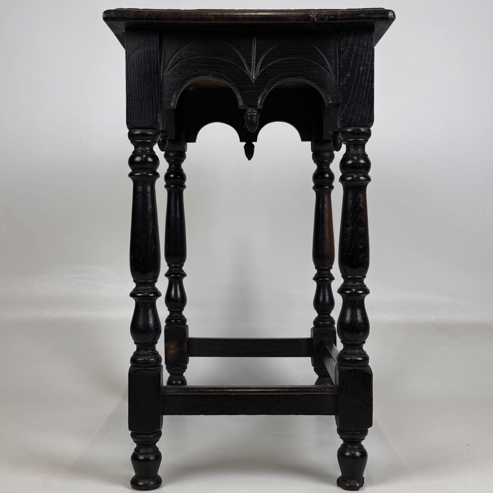 Antique 19th Century Victorian Carved Oak Side Table ( Af 5290 ) photo vintage