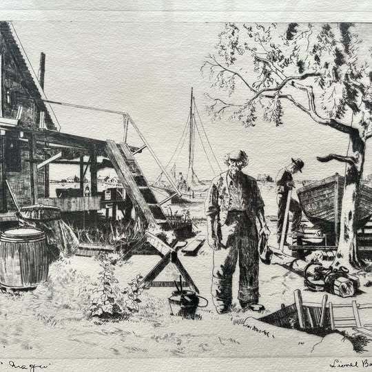 60’s Talio Chrome Print: Actor Lionel Barrymore’ Coastal Landscape 'Point Mugu' Etching