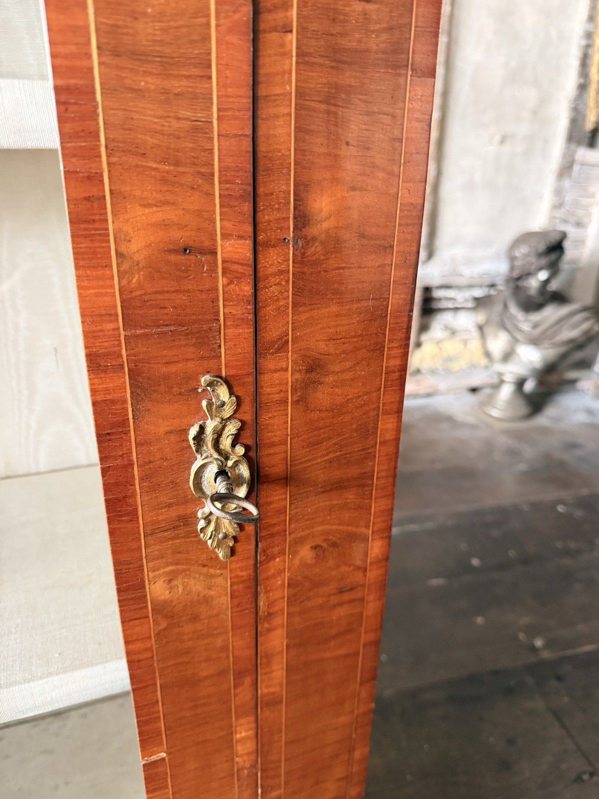 photo for sale Exceptional Antique Walnut Glass English Pier Ormolu Cabinet W/ Gallery 1870