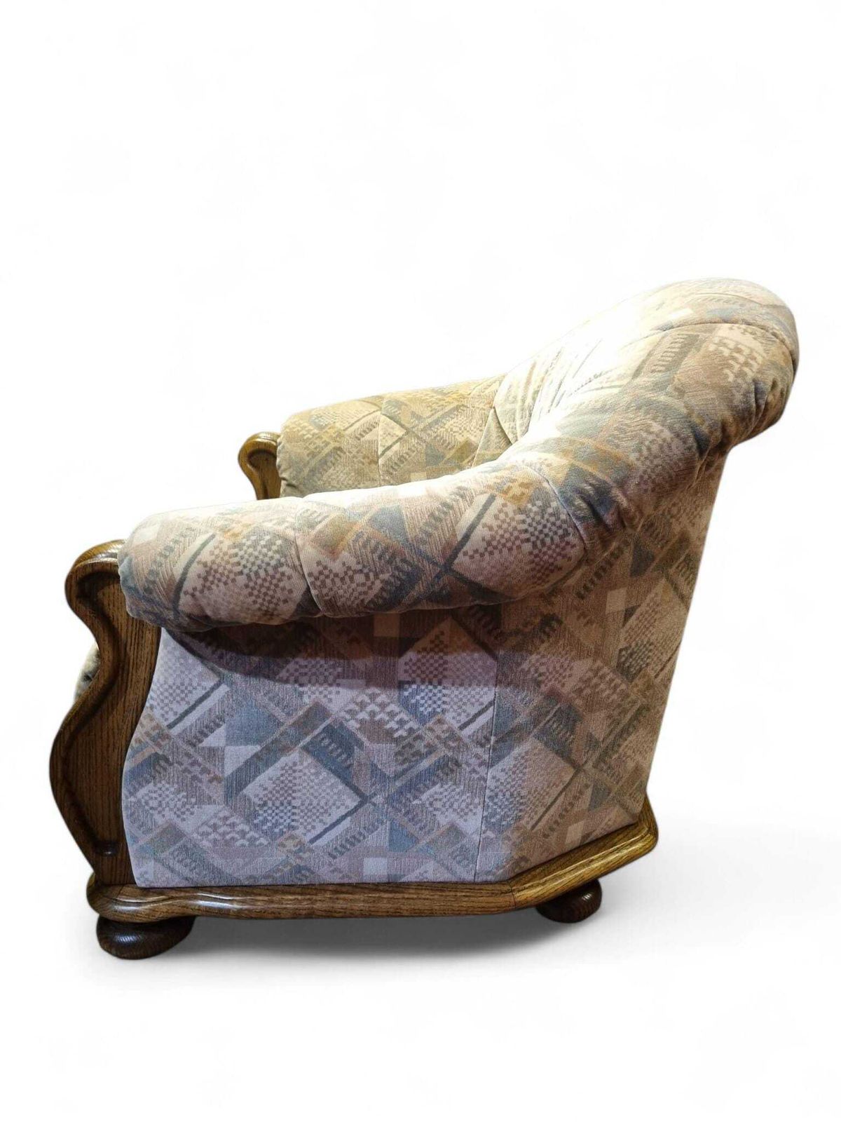 Vintage Belgian Armchair / Club Chair Solid Wood Arms / C1970 photo buy