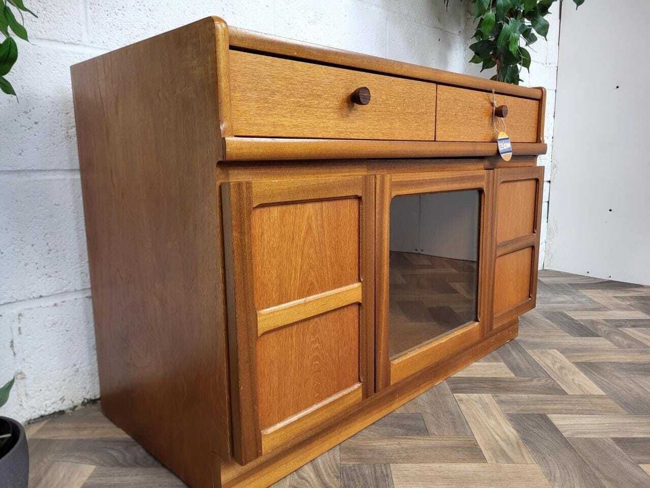 Vintage Nathan Parker Knoll Teak & Glass Hifi Record Media Cd Cabinet photo for sale