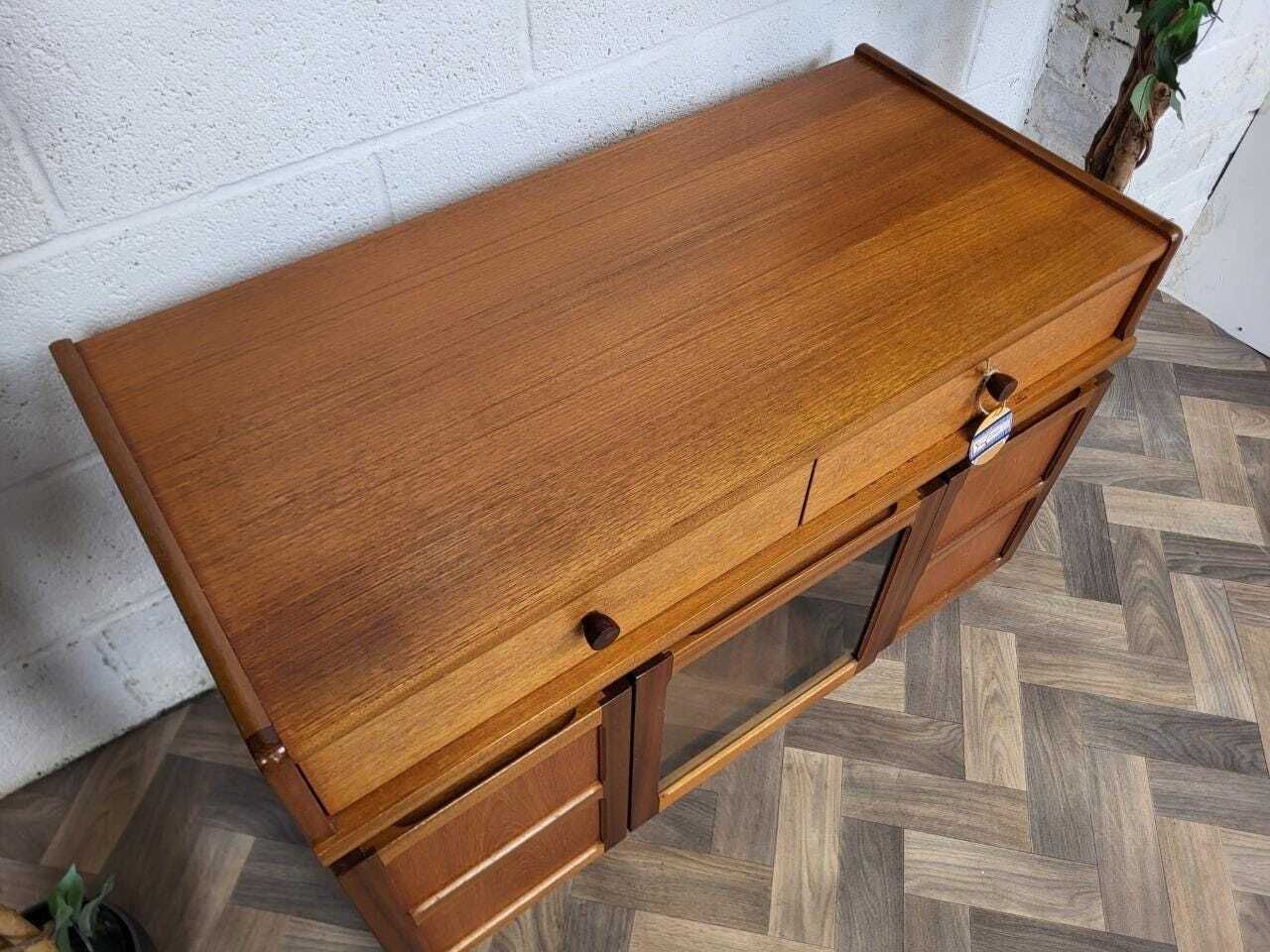 Vintage Nathan Parker Knoll Teak & Glass Hifi Record Media Cd Cabinet photo vinterior