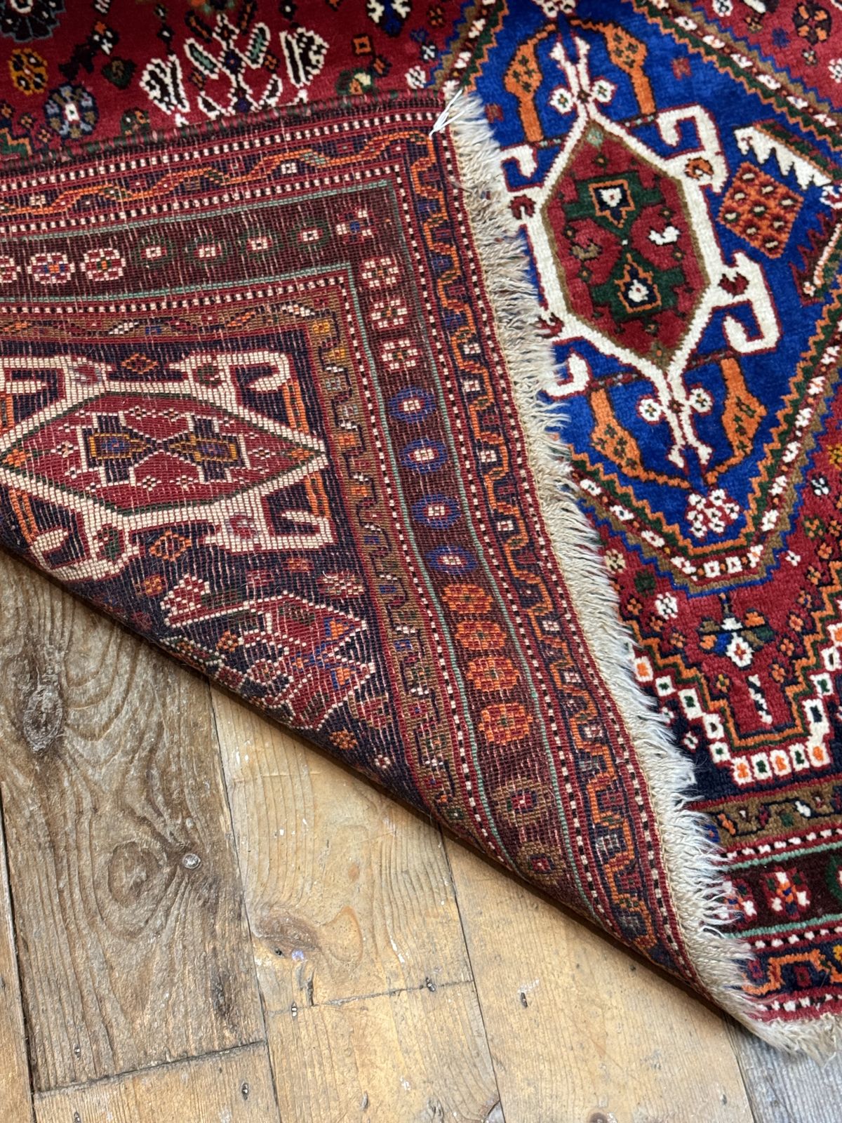Qashqai Tribal Hand Woven Wool Medallion Rug photo for sale