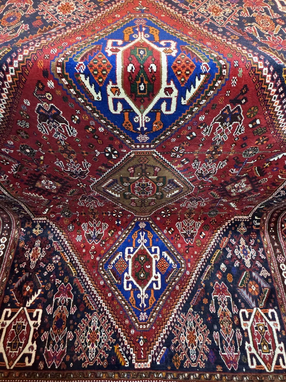 Qashqai Tribal Hand Woven Wool Medallion Rug photo Textiles