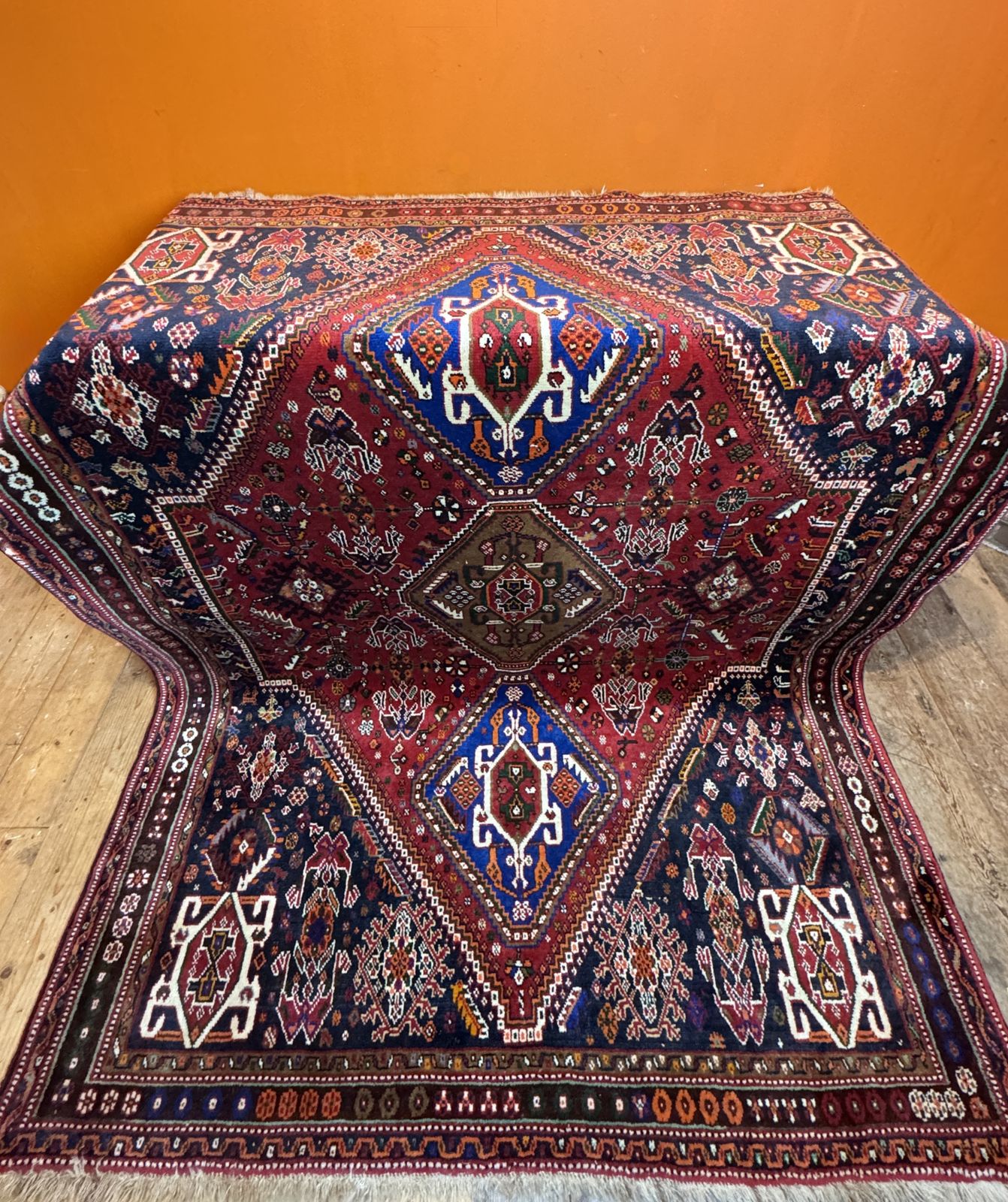 Qashqai Tribal Hand Woven Wool Medallion Rug photo buy