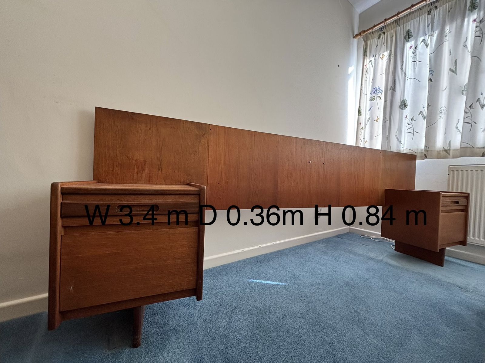 Mid Century Teak Headboard & Floating Bedside Tables By William Lawrence Of Nottingham.