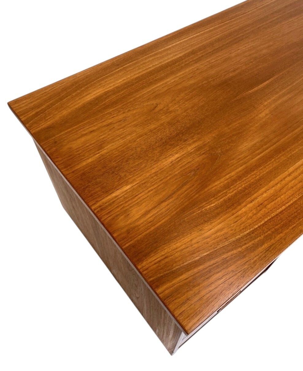 photo buy Danish Large Teak Writing Desk With Recessed Handles Double Pedestal Mid Century 1960s