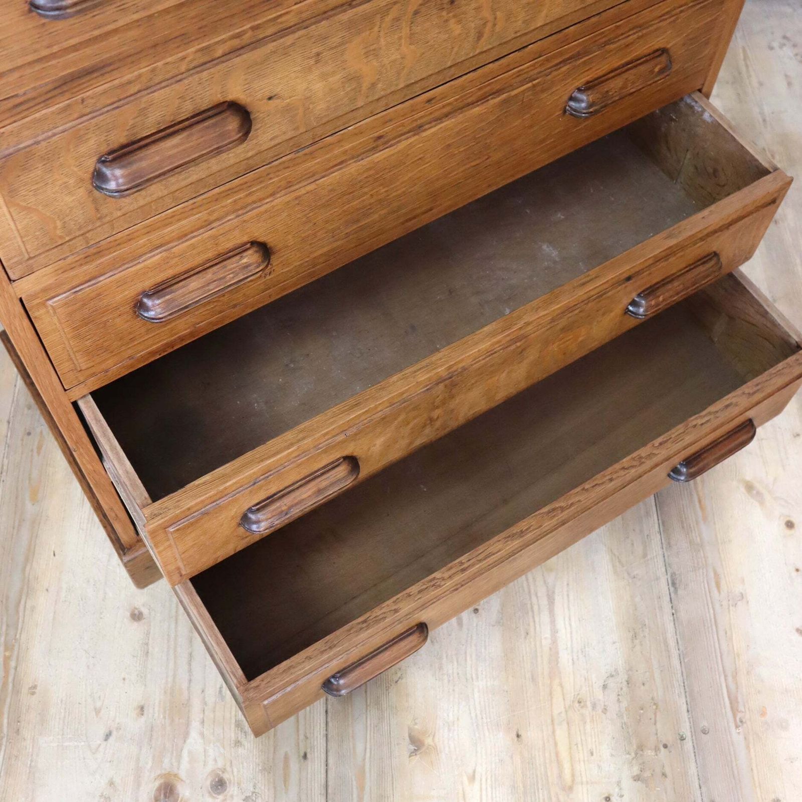 Antique Oak Printers Map Drawers Tallboy 2002g photo vintage