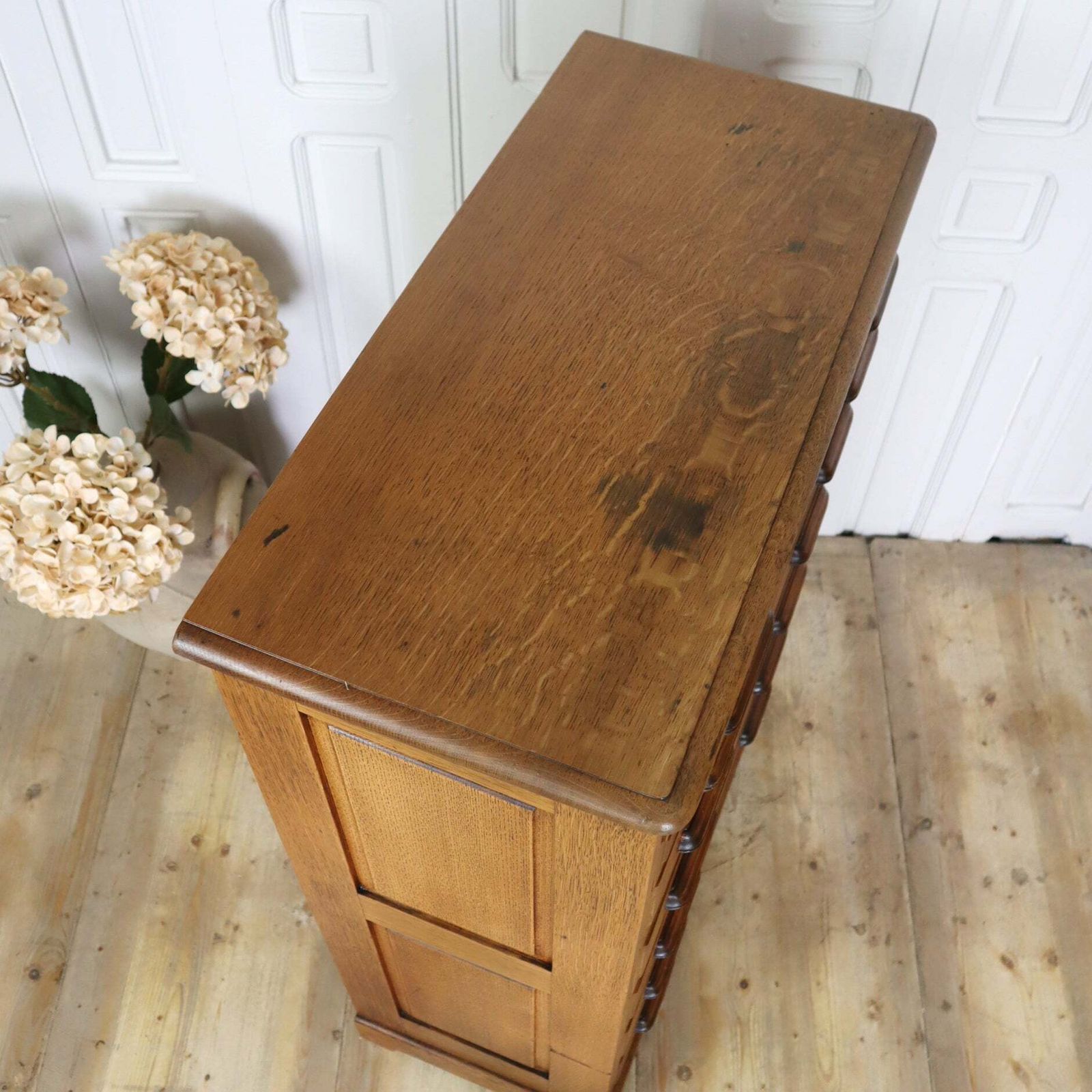 1475.0 Antique Oak Printers Map Drawers Tallboy 2002g photo
