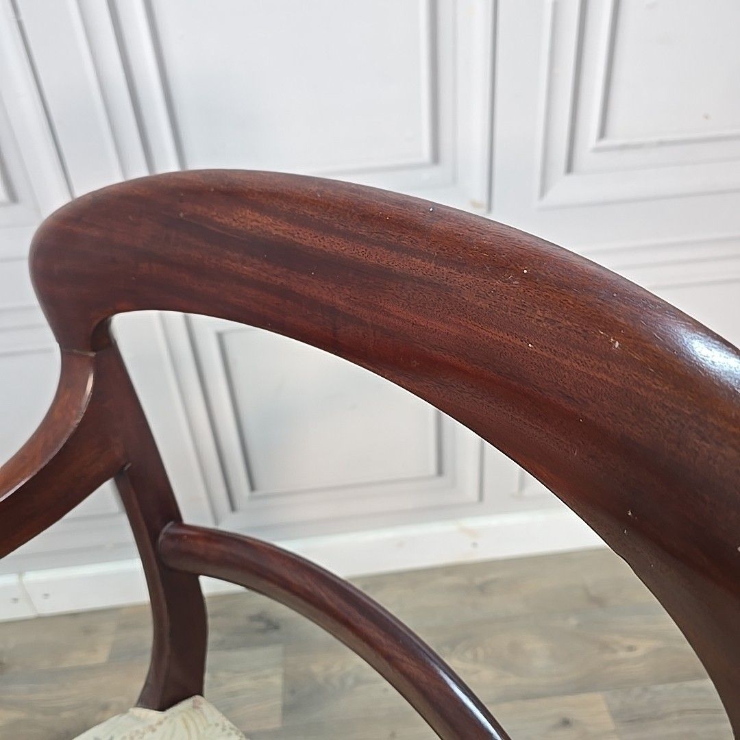 Antique Victorian Mahogany Armchair Solid Wood Regency Style Carver Desk Chair photo vintage