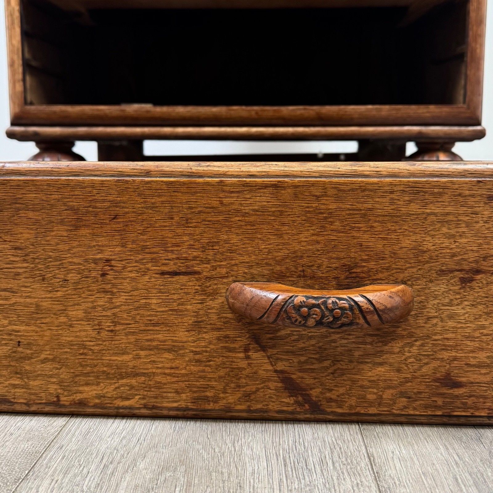 photo buy Antique 20th Century Art Deco Golden Oak Bureau Bookcase ( Af 5245 )