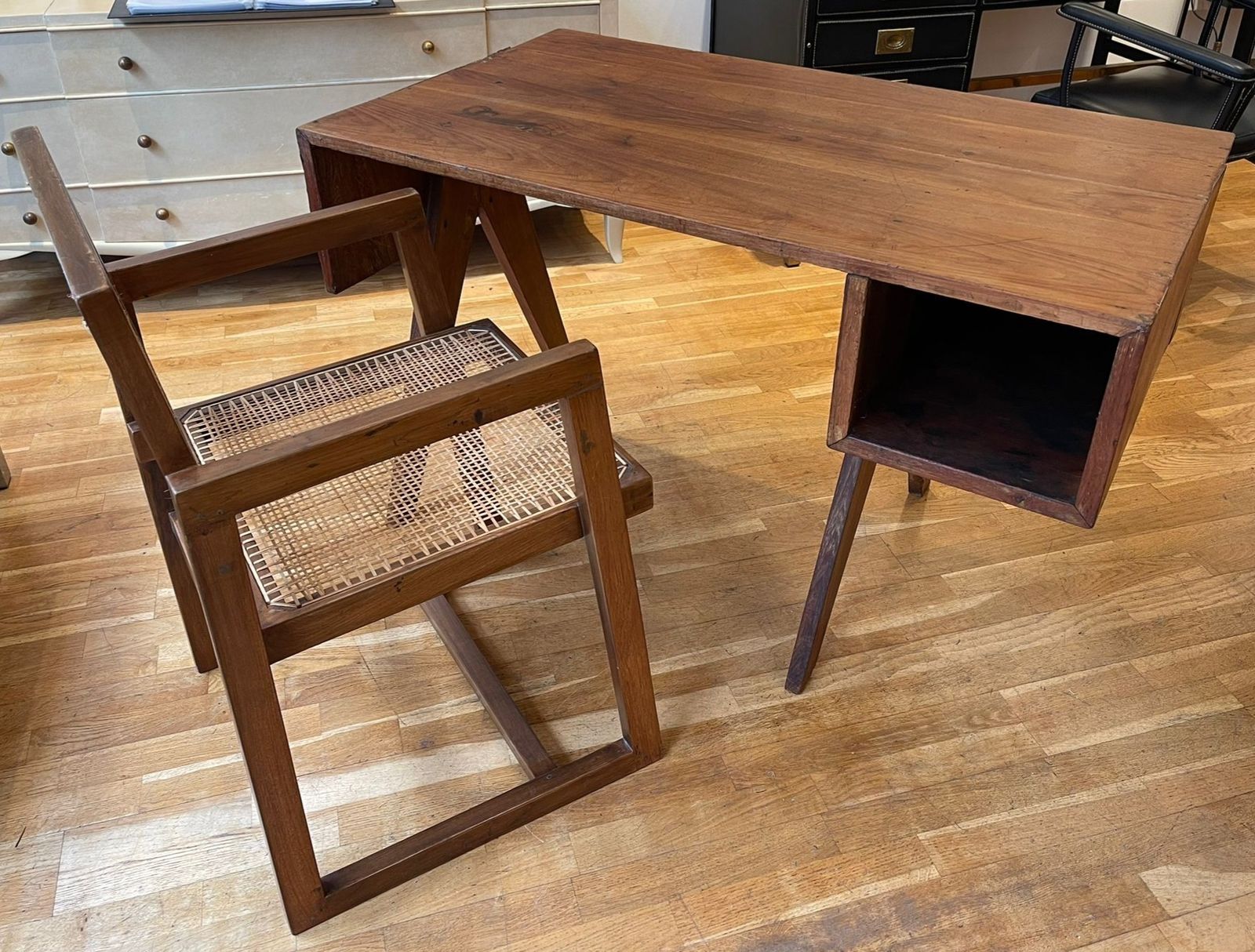Chandigarh Teak Desk Set By Pierre Jeanneret (1896–1967), 1960s photo furniture