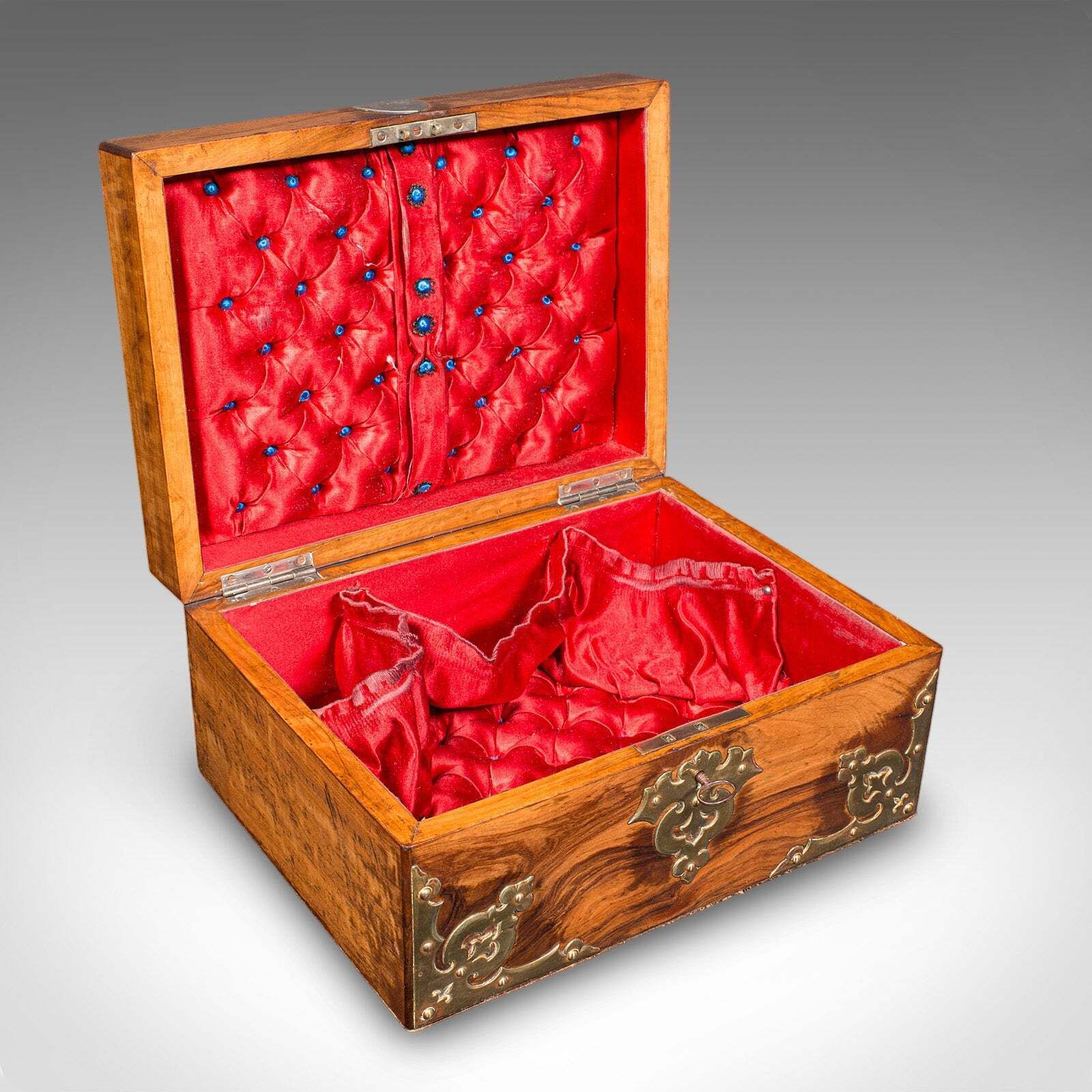 Antique Gothic Revival Sewing Case, Scottish, Walnut, Brass, Workbox, Victorian photo furniture