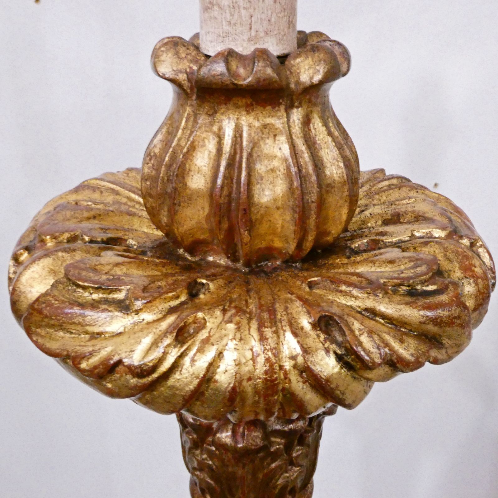 Pair Of Italian Baroque Style Giltwood Floor Lamp, 1920's photo Lighting