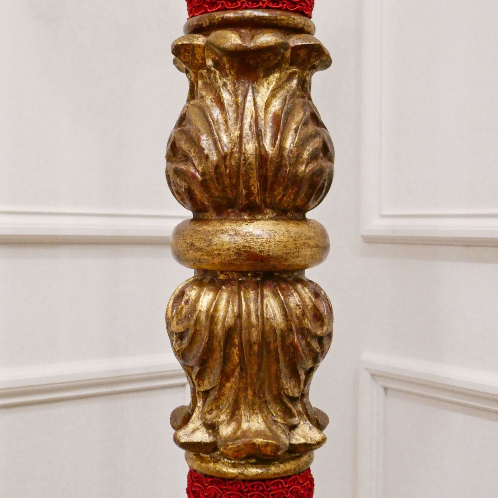 photo for sale Pair Of Italian Baroque Style Giltwood Floor Lamp, 1920's