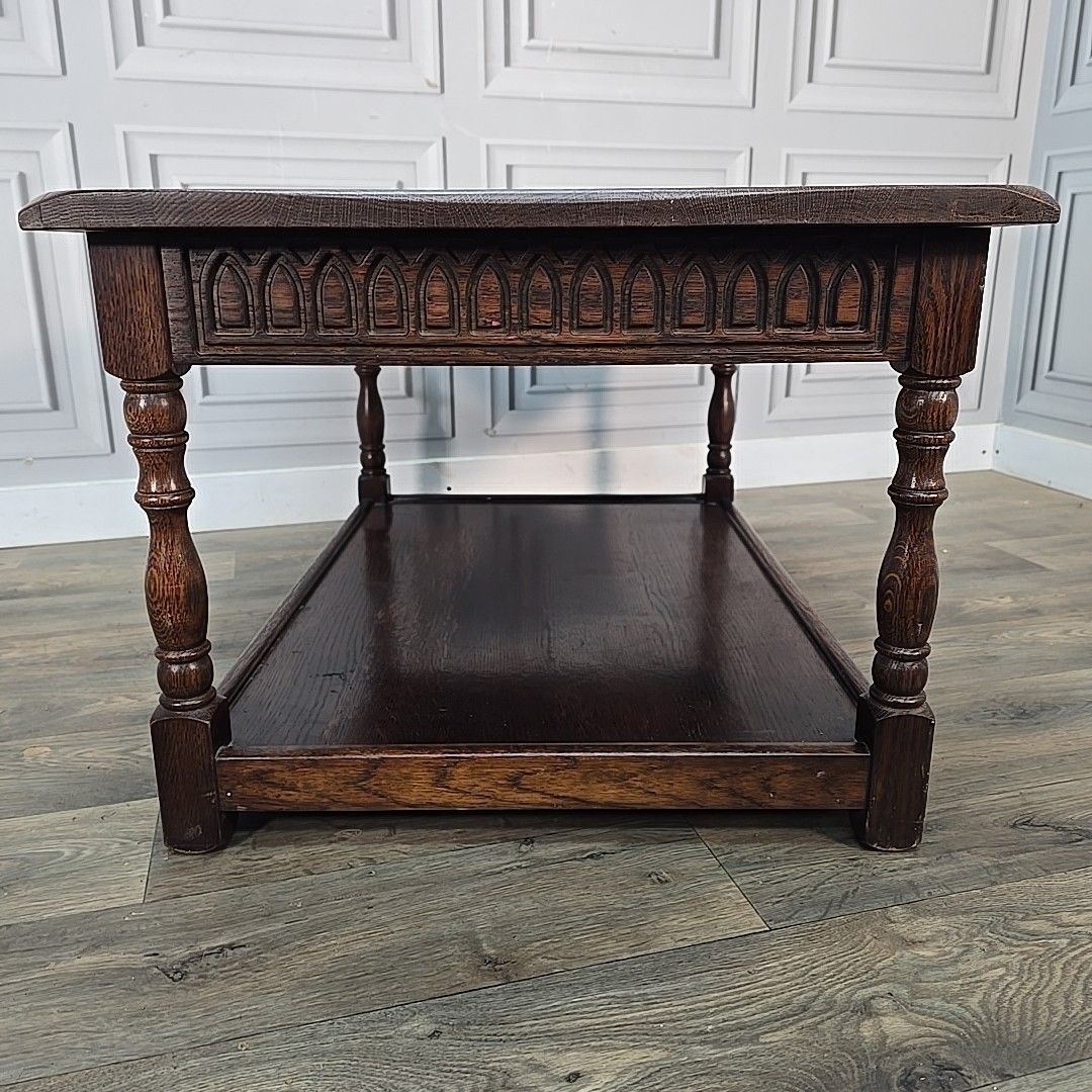 photo furniture Vintage Oak Coffee Table Old Mill Antique Jacobean Style Vintage Gothic Wood