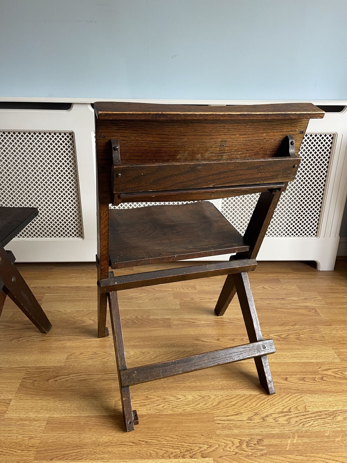 Antique Oak Chapel Folding Chairs By The Bennett Furnishing Co. Ltd photo vinterior