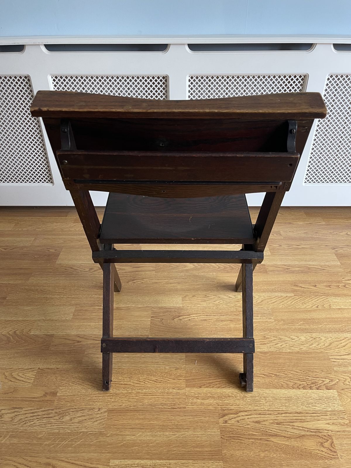 photo buy Antique Oak Chapel Folding Chairs By The Bennett Furnishing Co. Ltd