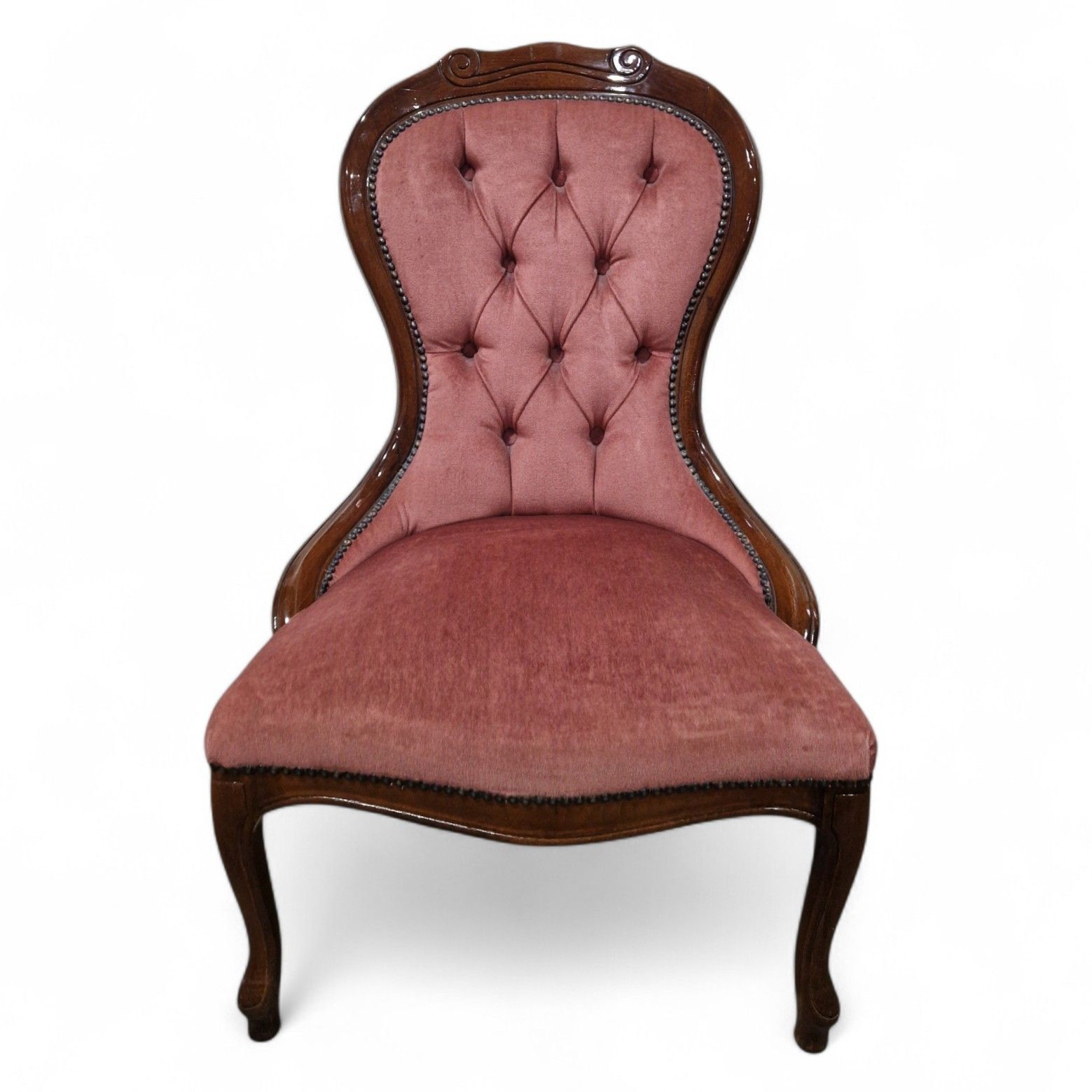 Victorian Style Nursing Chair Carved Bedroom Occasional Upholstered Seat